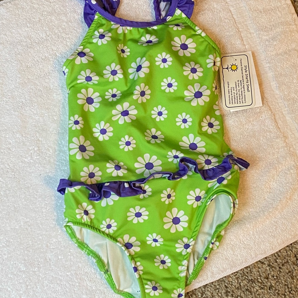 NWT Florence Eiseman Girls Floral Swimsuit — Size 4T
